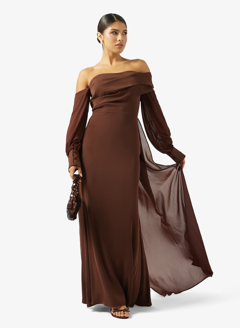 Iyra Off-Shoulder Puff Sleeve Flared Hem Dress - Image 1